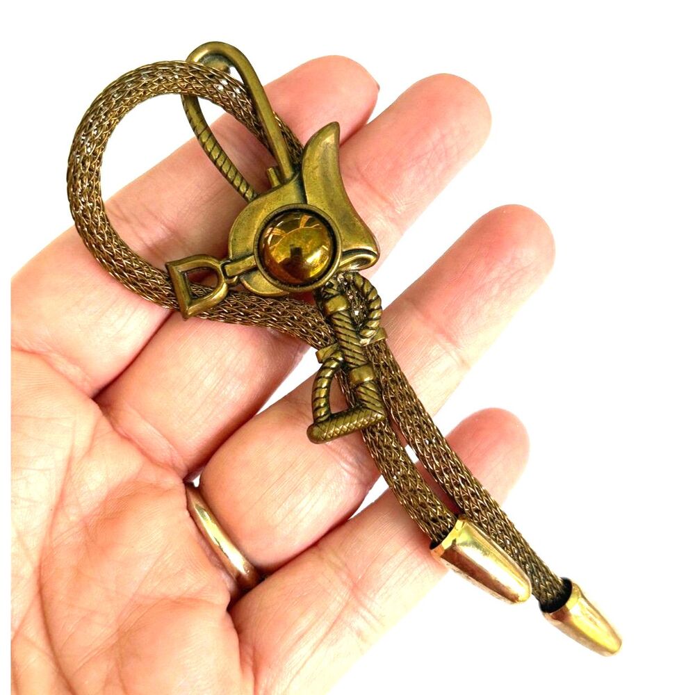 Vintage English Saddle Brooch with Mesh Whip – Equestrian Style Pin